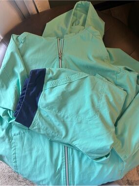 Easy Stretch Aqua Scrub Set  Zip Hoodie and Scrub Pants M/L